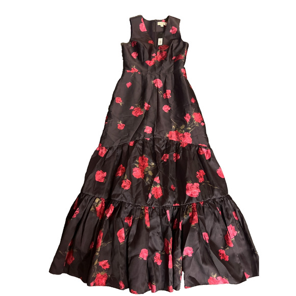 NEW $1000 Sachin & Babi Black Sleeveless Mikado Rori Malbec Tea Gown Dress Sz 6 - Picture 9 of 16